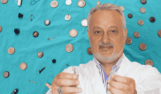 Isparta'da profesörün şaşırtan koleksiyonu: Mideden çıkan para, iğne, pil...