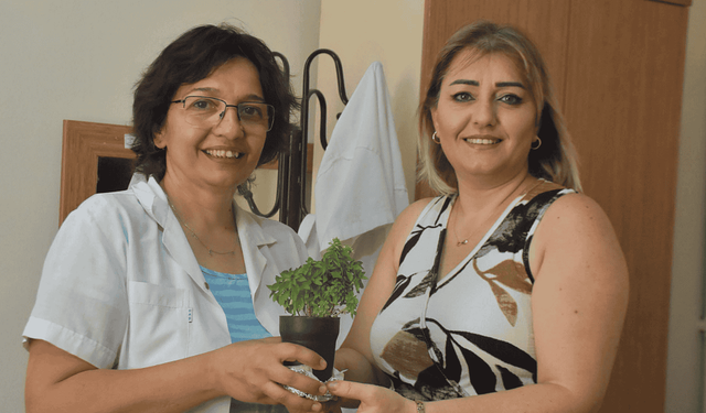 İzmir'de sigarayı bırakan kadın, kül tablasını fesleğen saksısına dönüştürüp doktoruna hediye etti