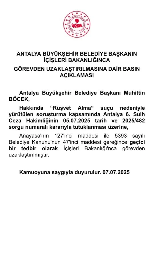 Muhittin Bocek Icisleri Aciklama